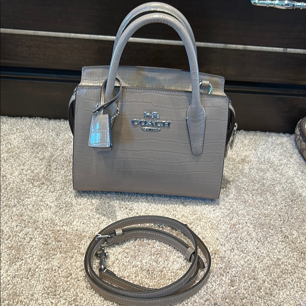 Coach Gray Satchel Bag with Signature Hardware
